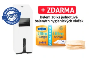 Zásobník na hygienické vložky a tampony + vložky ZDARMA, STELLA nerez mat bílý