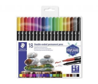 Permanentní popisovače "Twin-tip" sada, 18 barev, 0,4/2,0 mm, oboustranné, STAEDTLER